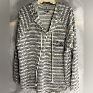 Avalon Gray and White Striped Hoodie‎